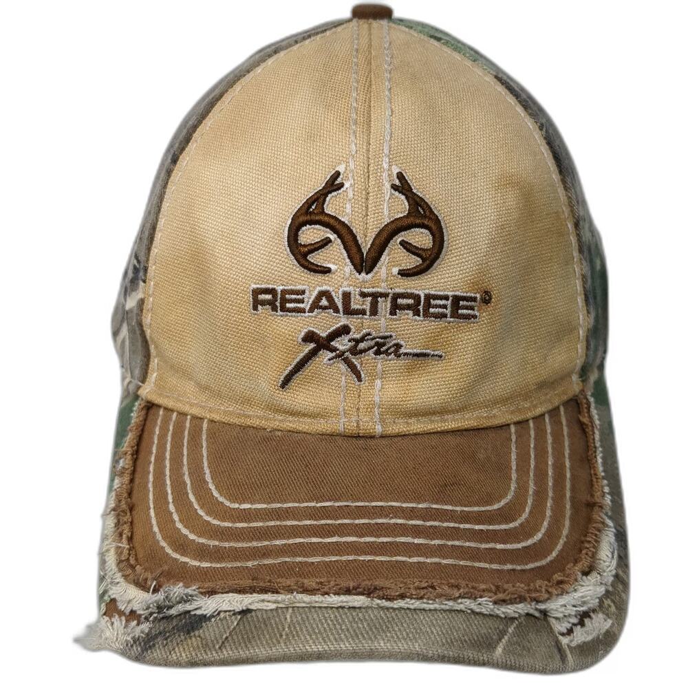 Paramount Outdoors Baseball Cap Beige Brown M Realtree Camo Mesh Distressed Hat